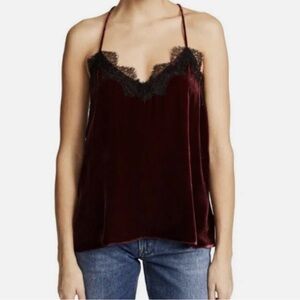 Cami NYC Rich Velvet Camisole with Lace, Size XS